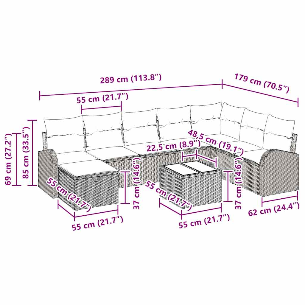 Set sofe s jastukom s pohranom Crna poliratan