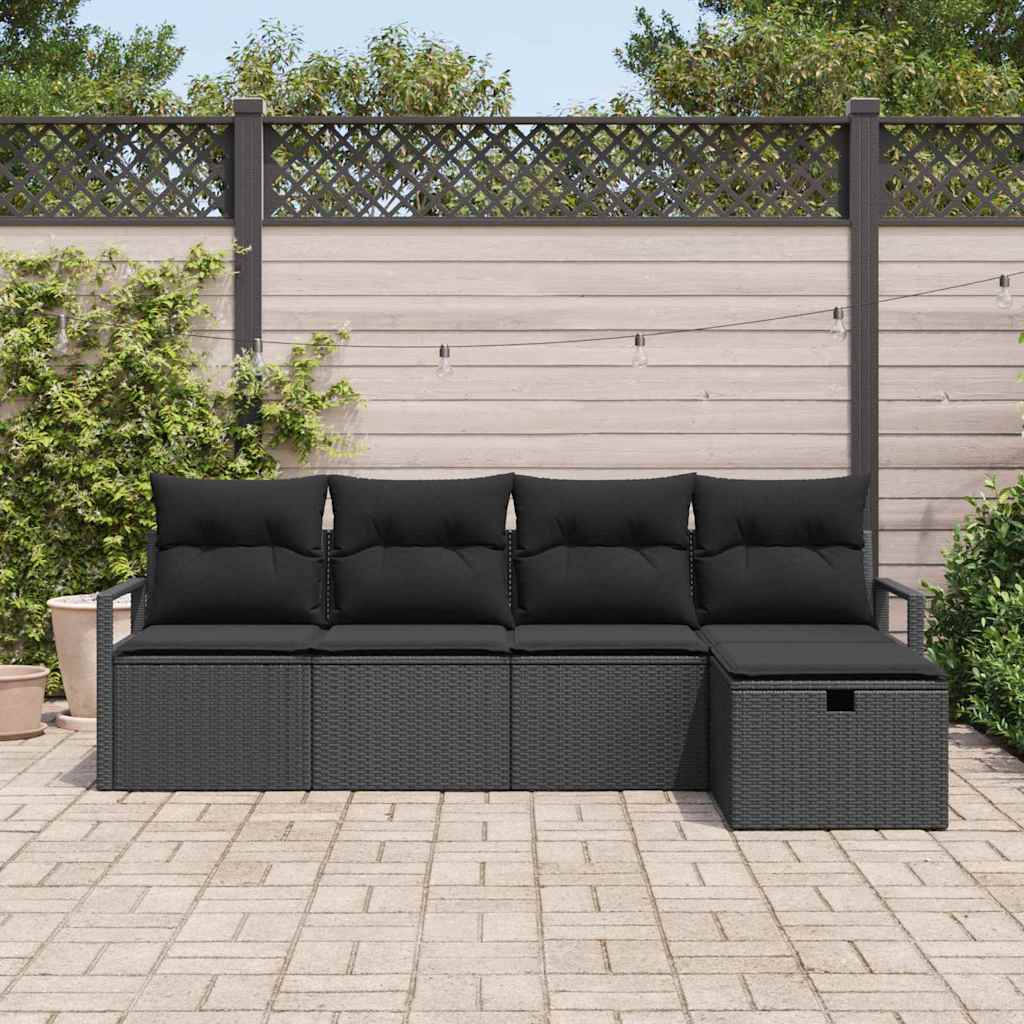Set sofe s jastukom s pohranom 5 pcs Crna poliratan