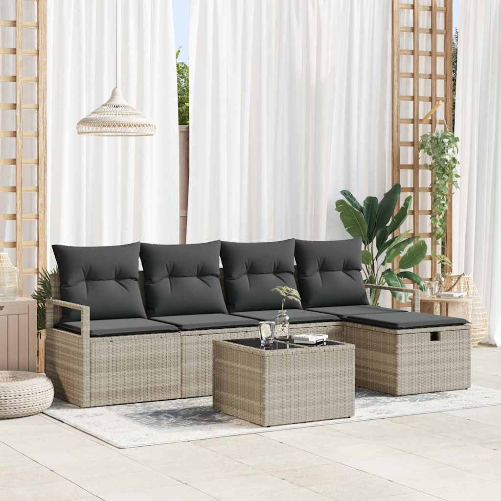 Set sofe s jastukom s pohranom 6 pcs Svijetlo siva poliratan
