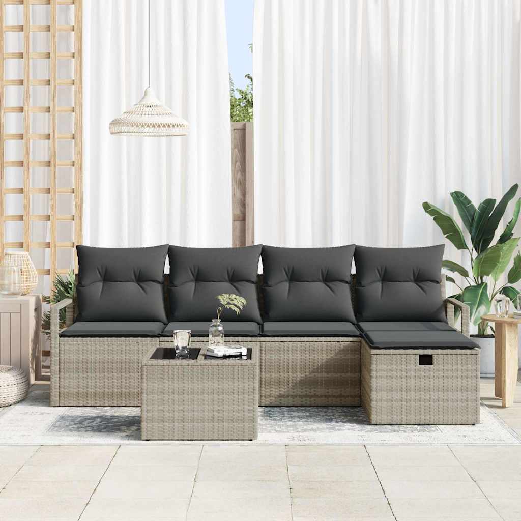 Set sofe s jastukom s pohranom 6 pcs Svijetlo siva poliratan