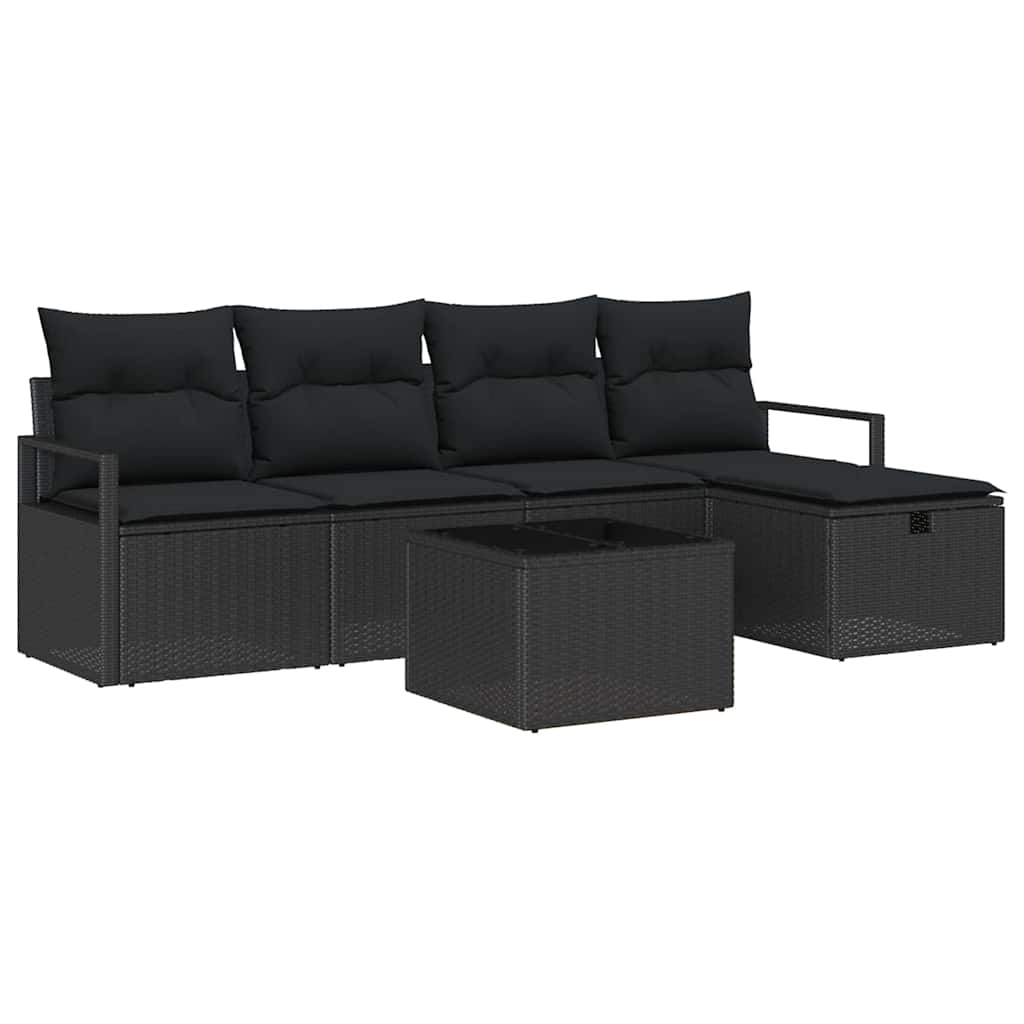 Set sofe 6 kom. 5-Broj sjedala Crna poliratan