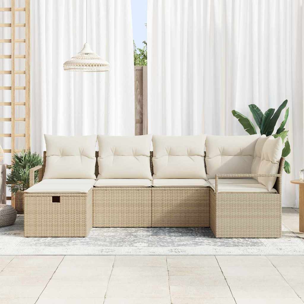 Set sofe 6 kom. 6-Broj sjedala Bež i krema poliratan 232 x 122 x 85 cm