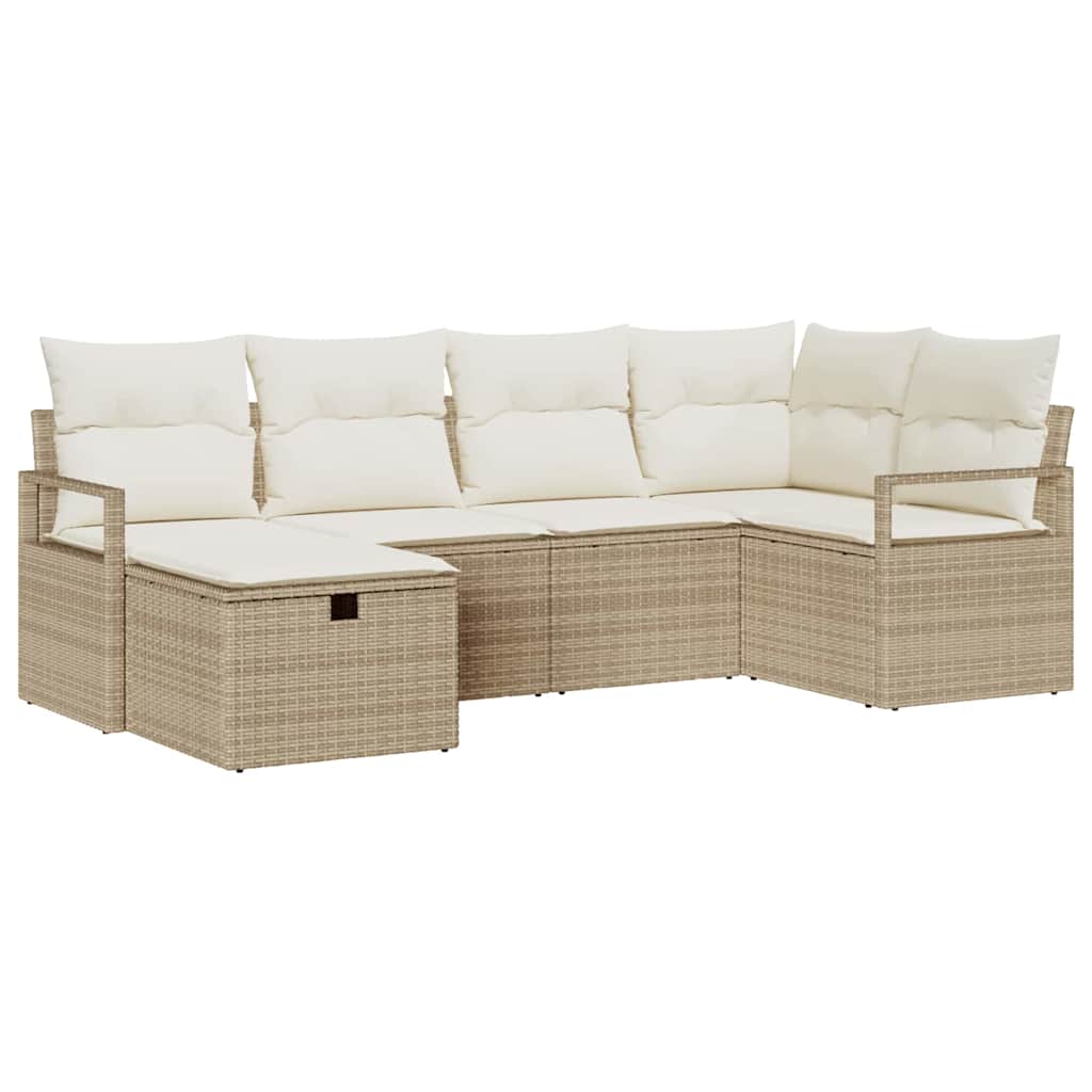 Set sofe 6 kom. 6-Broj sjedala Bež i krema poliratan 232 x 122 x 85 cm