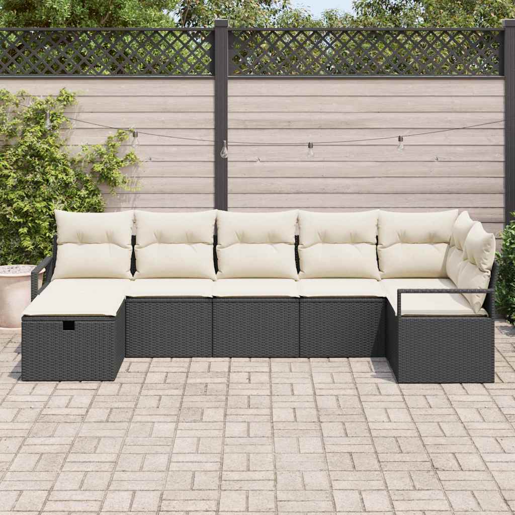 Set sofe s jastukom s pohranom 7 pcs Crna i Krema poliratan