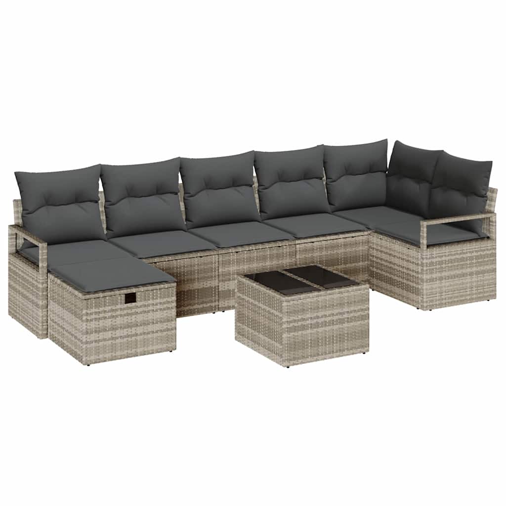 Set sofe s jastukom s pohranom 8 pcs Svijetlo siva poliratan