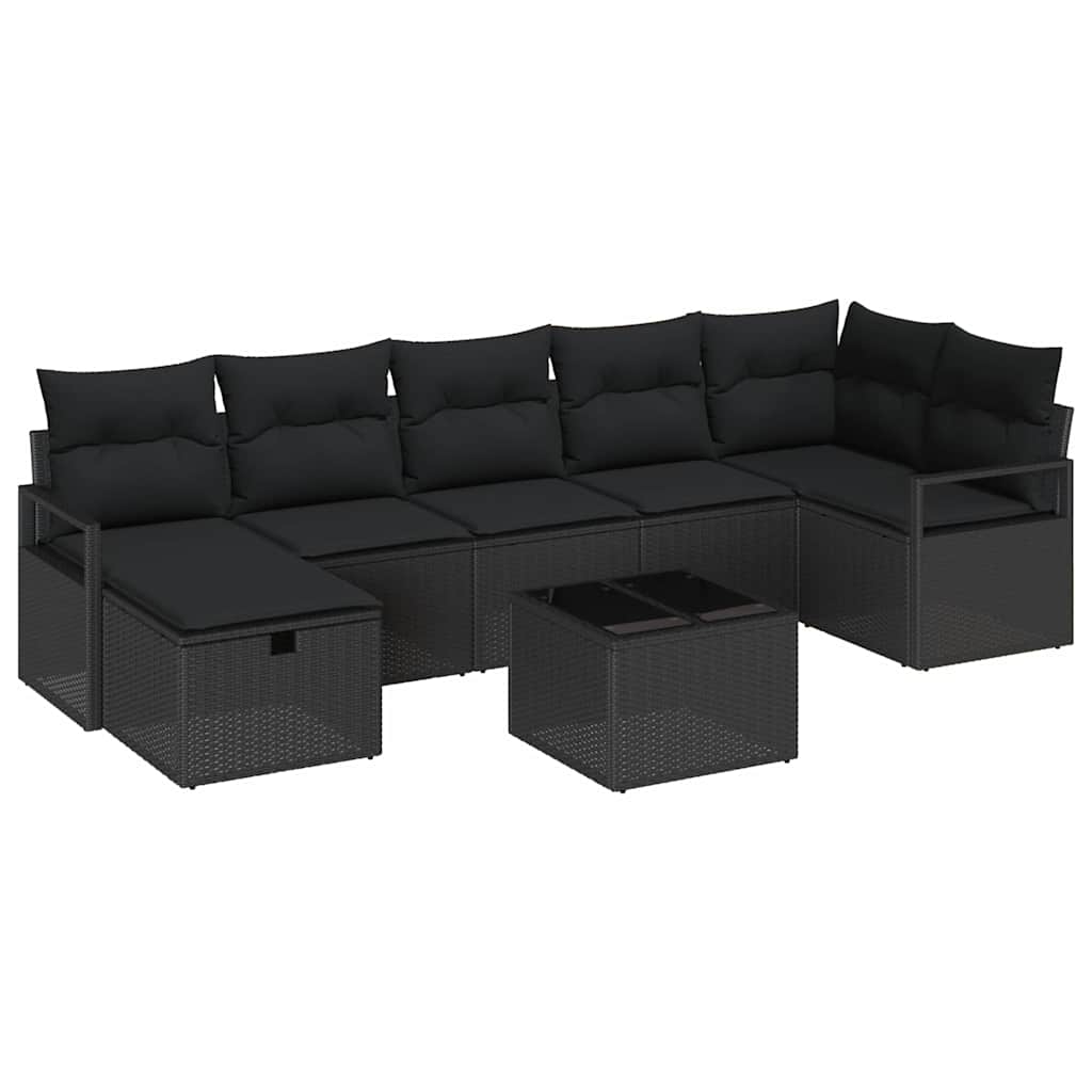 Set sofe s jastukom s pohranom 8 pcs Crna poliratan