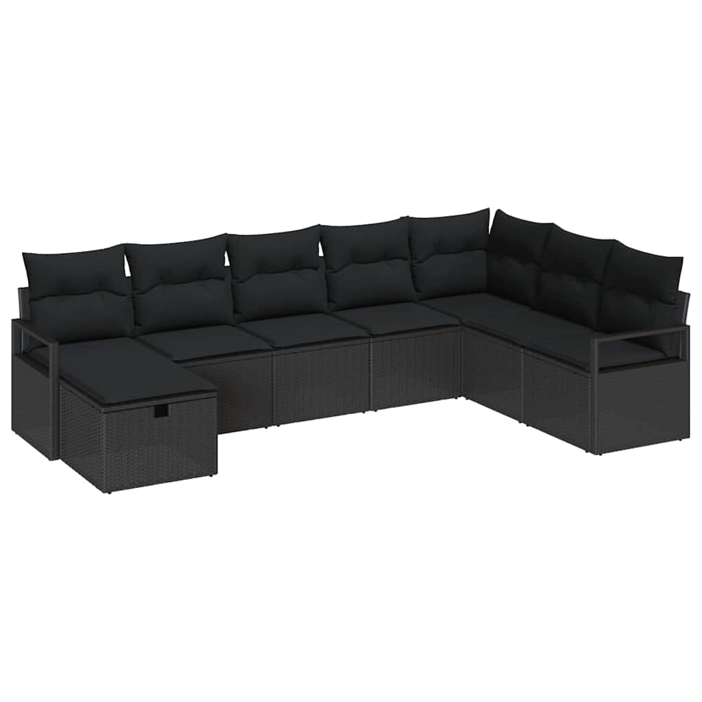 Set sofe s jastukom s pohranom 8 pcs Crna poliratan