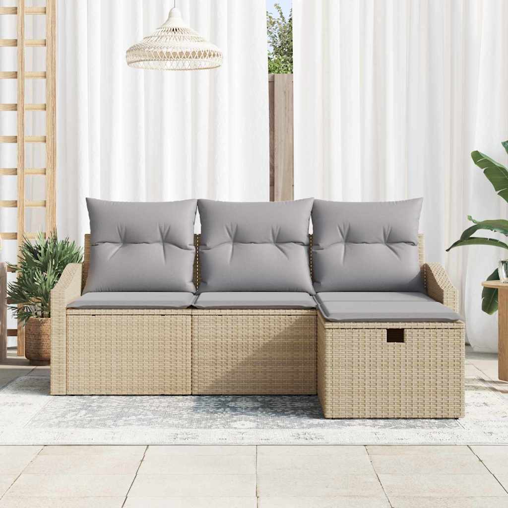 Set sofe s jastukom s pohranom 4 pcs Bež poliratan
