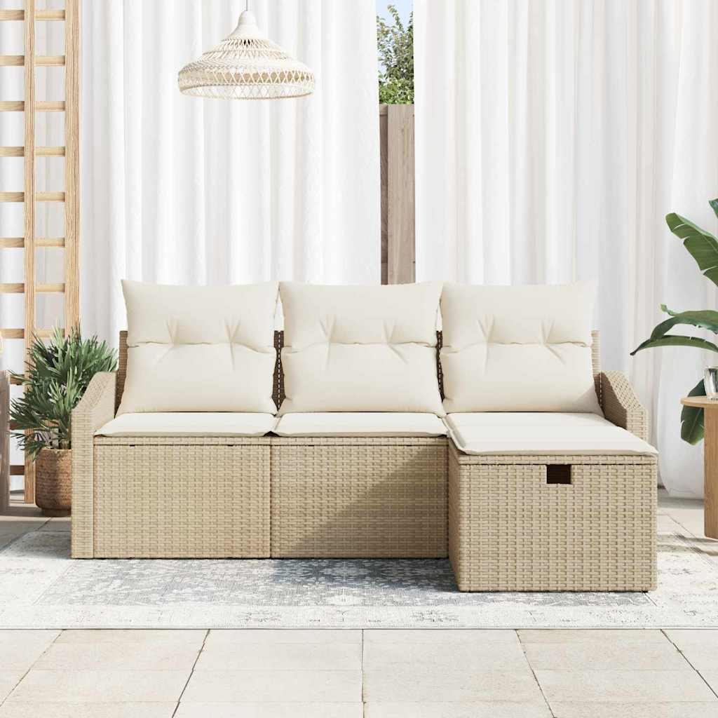 Set sofe s jastukom s pohranom 4 pcs Bež poliratan