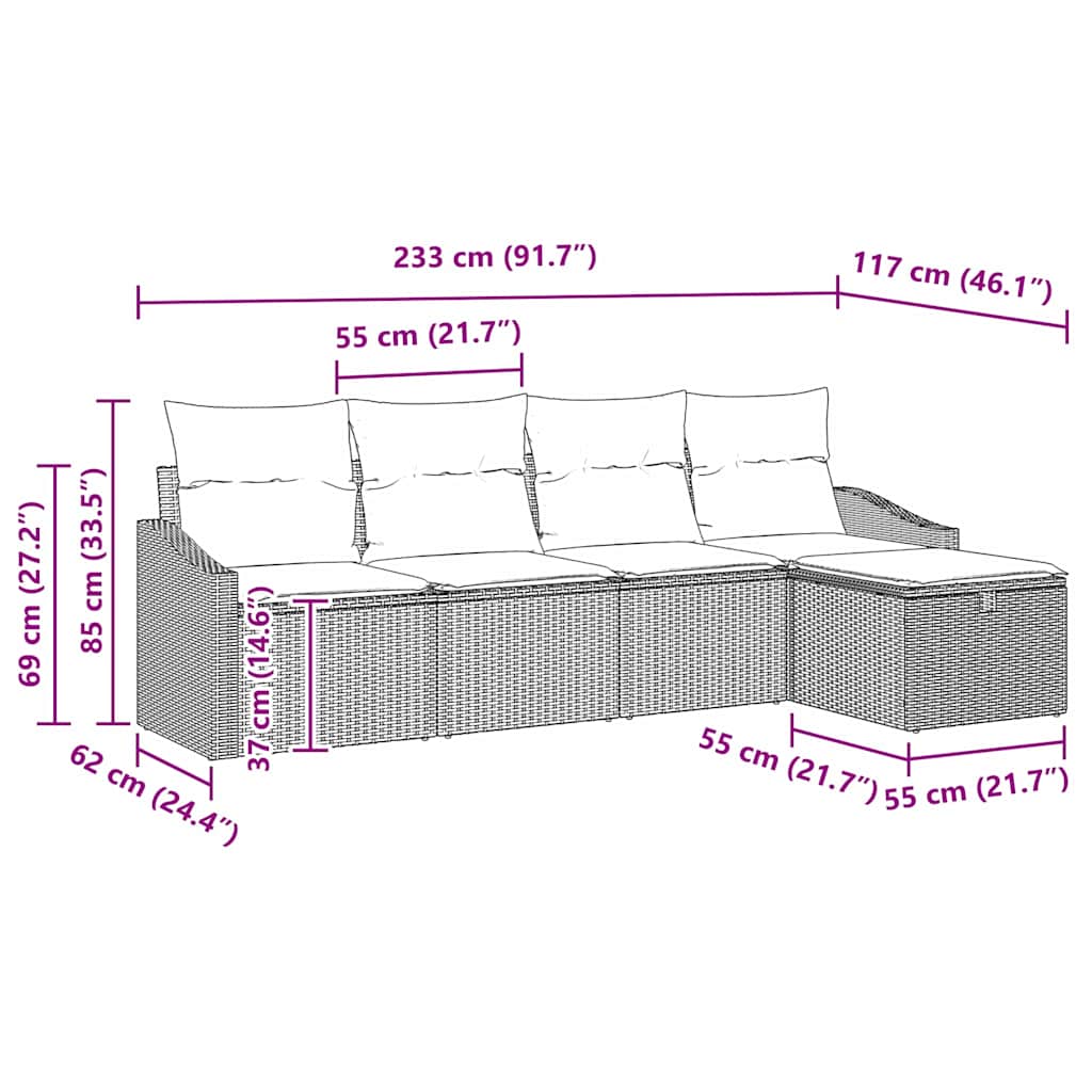 Set sofe s jastukom s pohranom 5 pcs Siva poliratan
