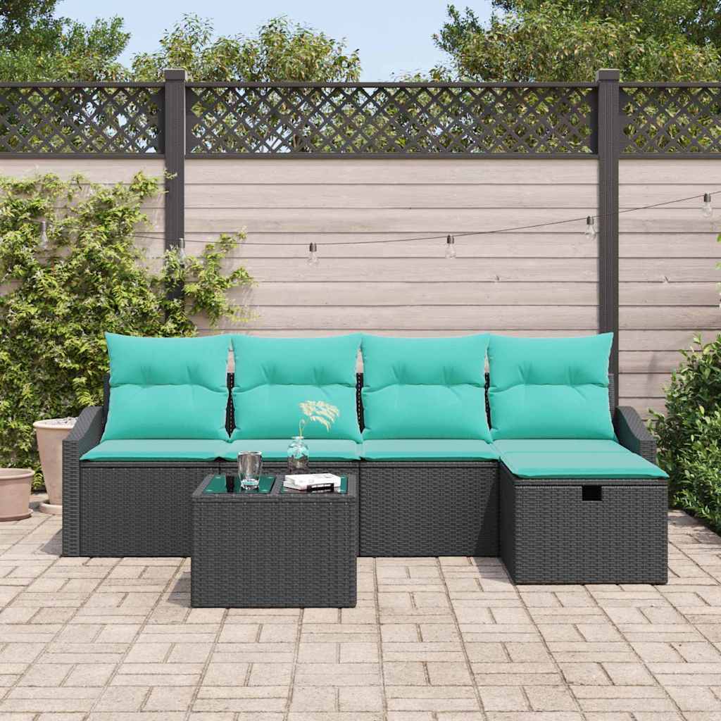 Set sofe s jastukom s pohranom 6 pcs Crna poliratan