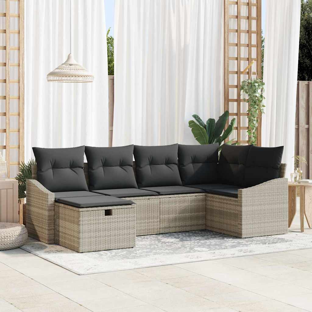 Set sofe s jastukom 6 pcs Svijetlo siva i siva poliratan