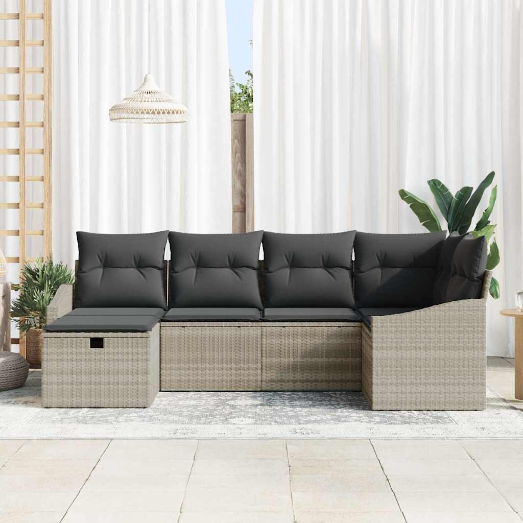Set sofe s jastukom 6 pcs Svijetlo siva i siva poliratan