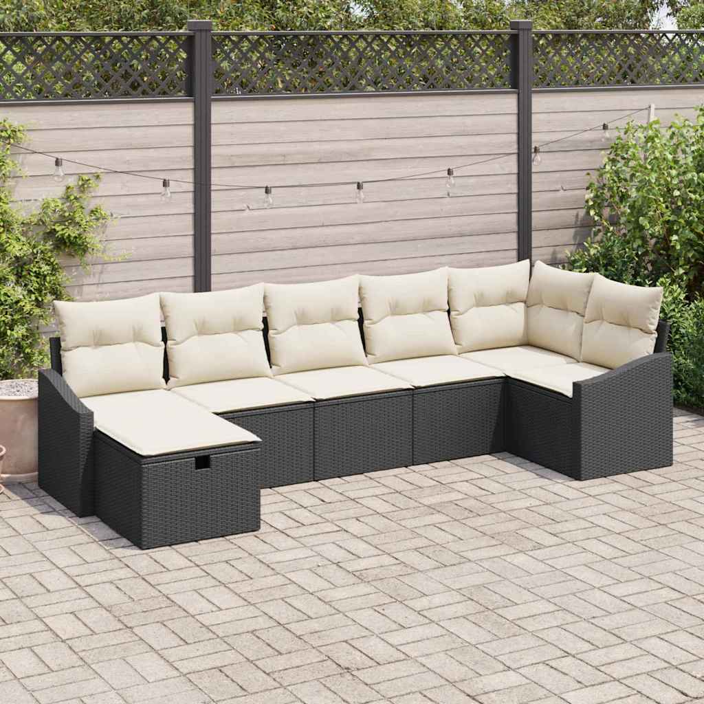 Set sofe s jastukom s pohranom 7 pcs Crna poliratan