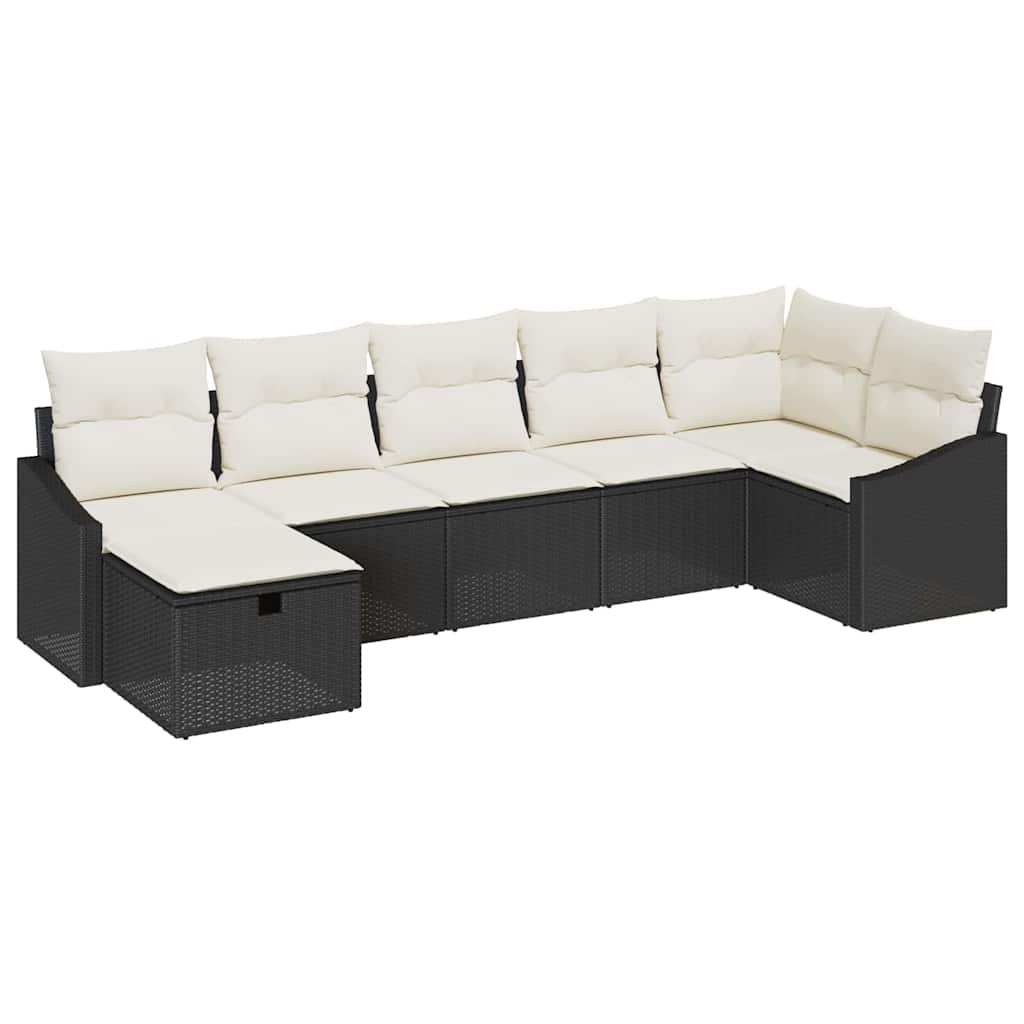 Set sofe s jastukom s pohranom 7 pcs Crna poliratan