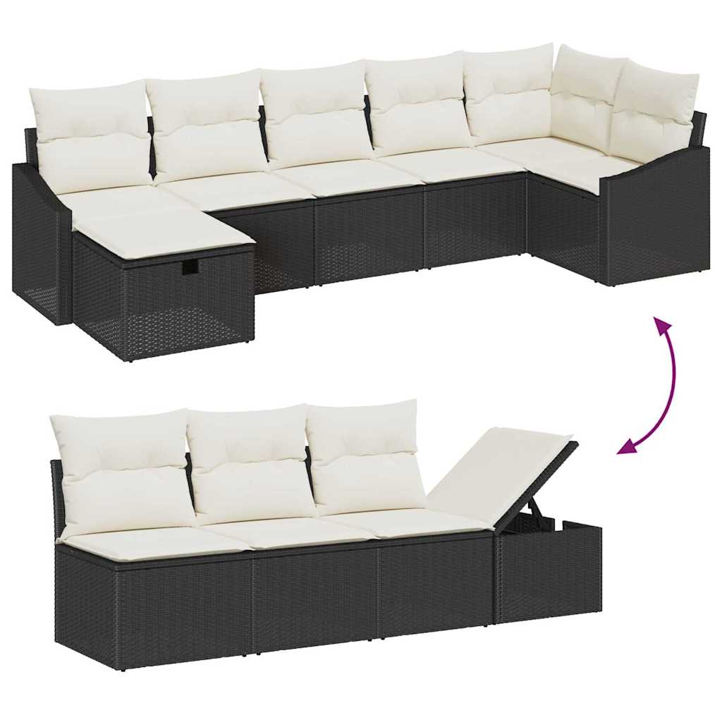 Set sofe s jastukom s pohranom 7 pcs Crna poliratan