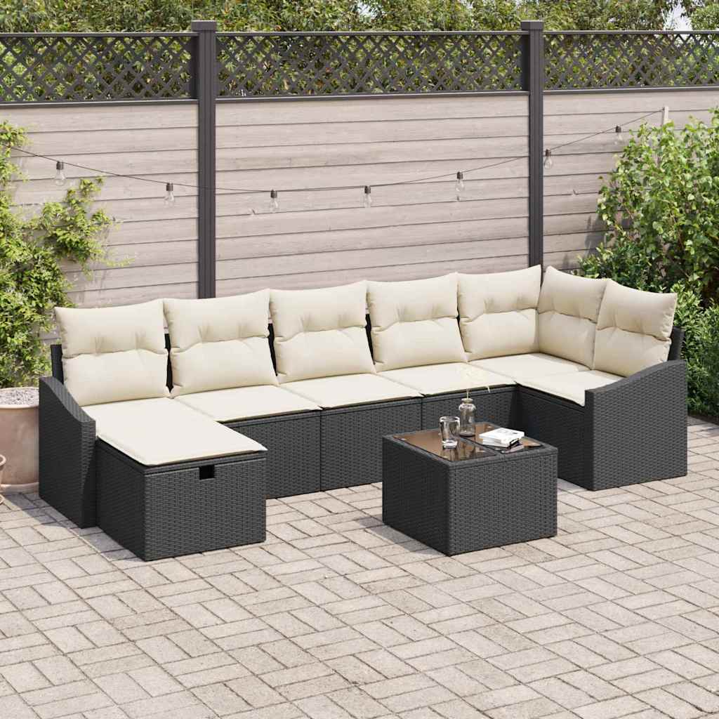 Set sofe s jastukom s pohranom 8 pcs Crna poliratan
