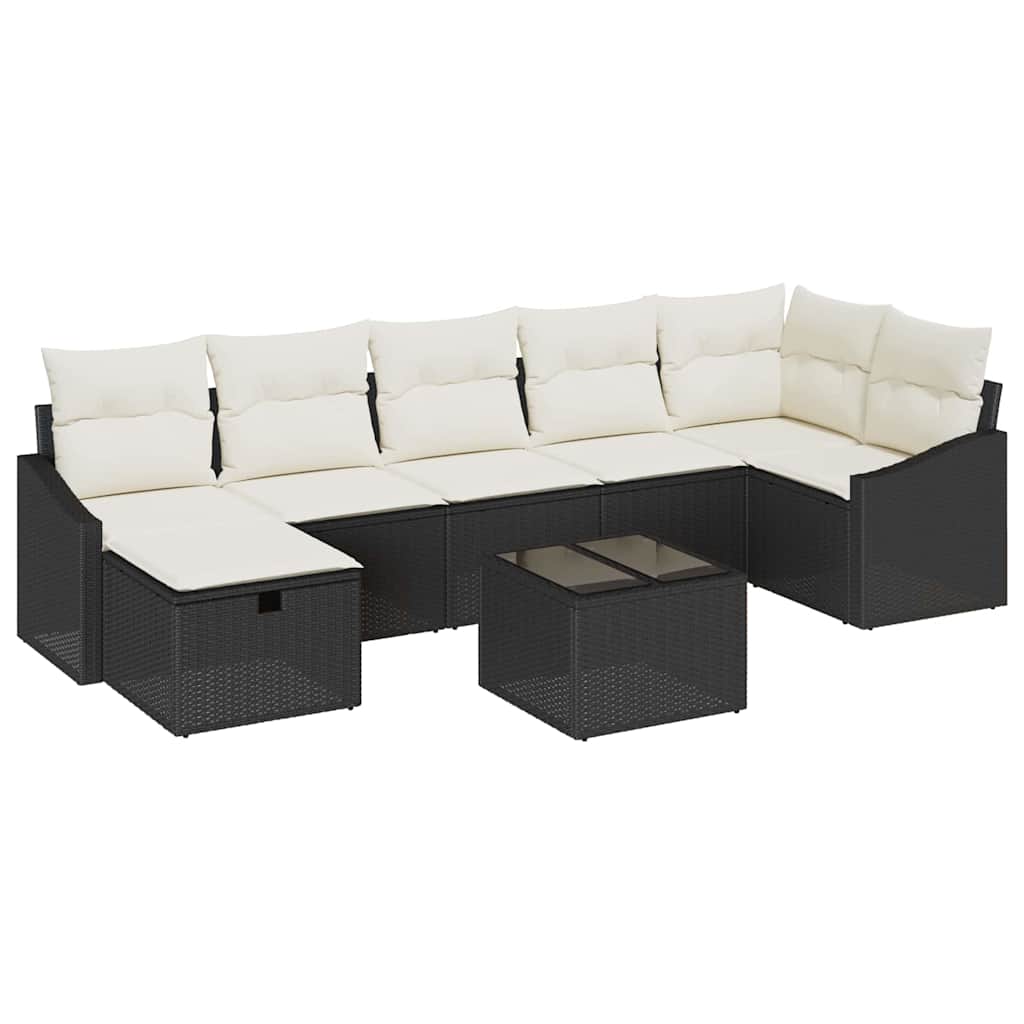 Set sofe s jastukom s pohranom 8 pcs Crna poliratan