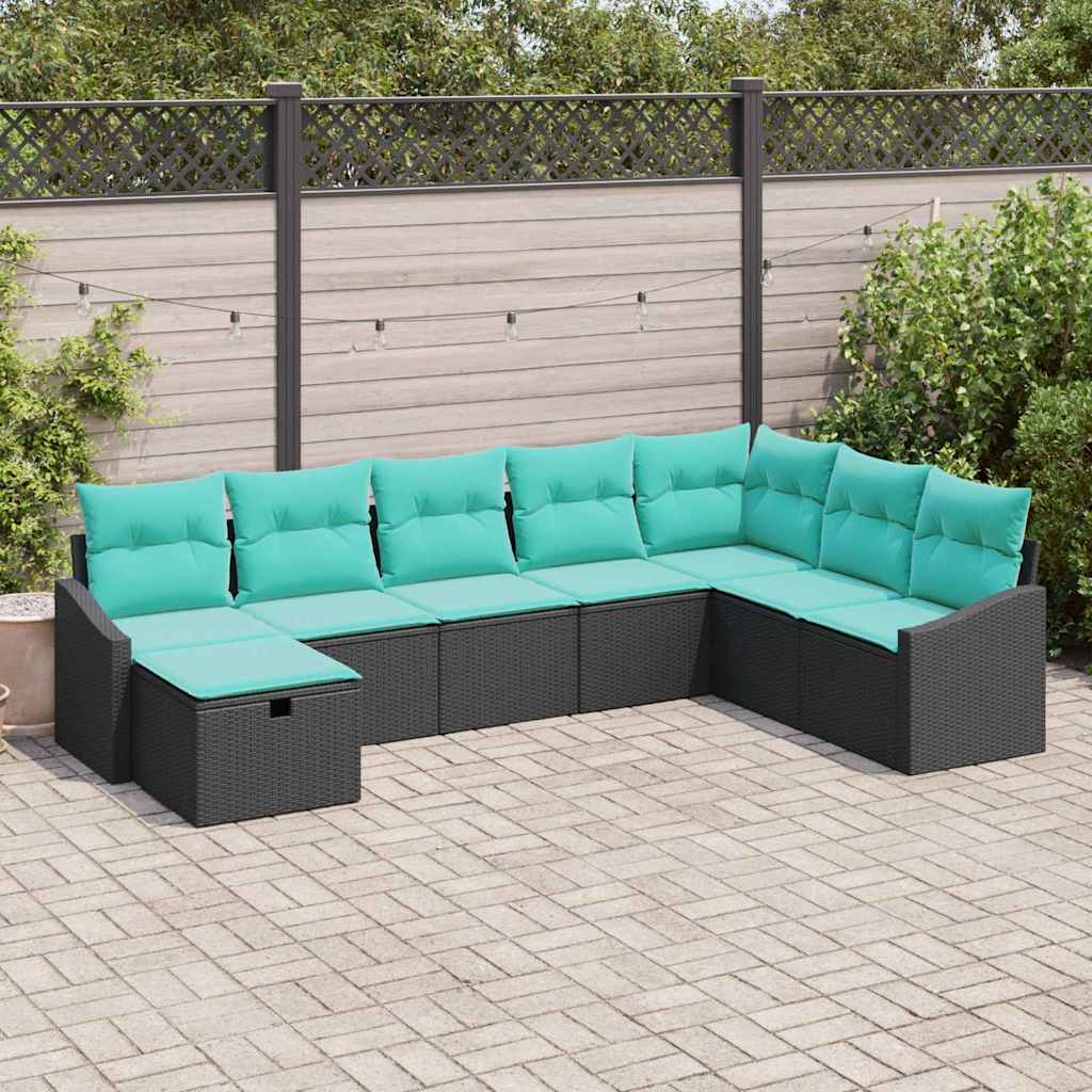 Sjedeća garnitura za vrt 8 kom. poliratan Crna 288,5 x 178,5 x 85 cm