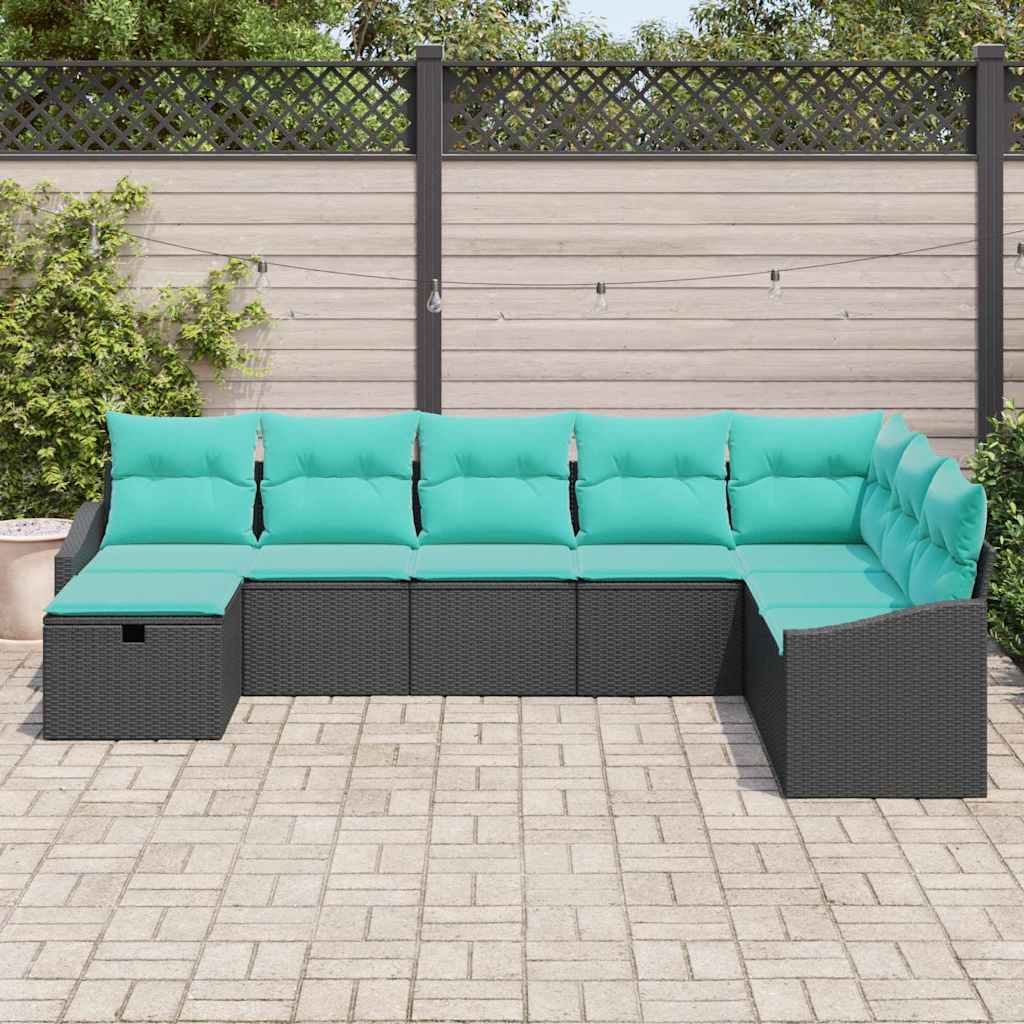 Sjedeća garnitura za vrt 8 kom. poliratan Crna 288,5 x 178,5 x 85 cm