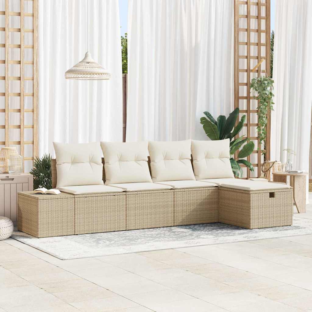 Sjedeća garnitura za vrt 5 kom. Bež poliratan 239 x 117 x 85 cm