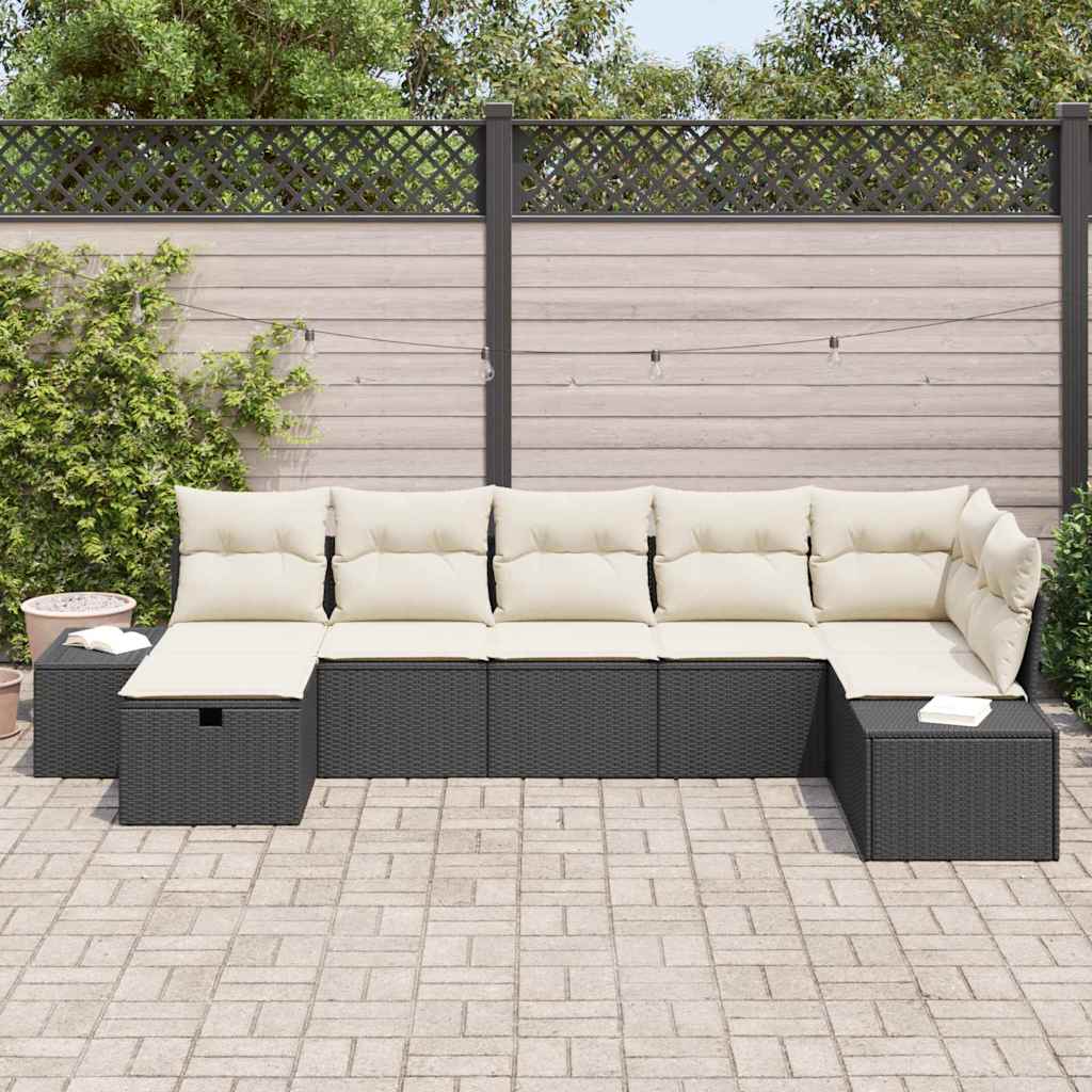 Sjedeća garnitura za vrt 7 kom. Crna poliratan 319 x 154 x 85 cm