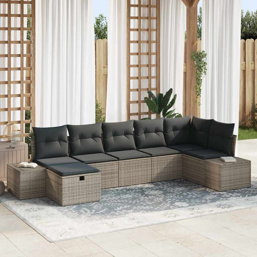 Sjedeća garnitura za vrt 7 kom. Siva poliratan 319 x 154 x 85 cm