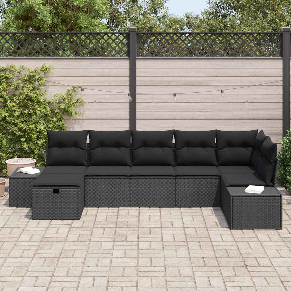 Sjedeća garnitura za vrt 7 kom. Crna poliratan 319 x 154 x 85 cm