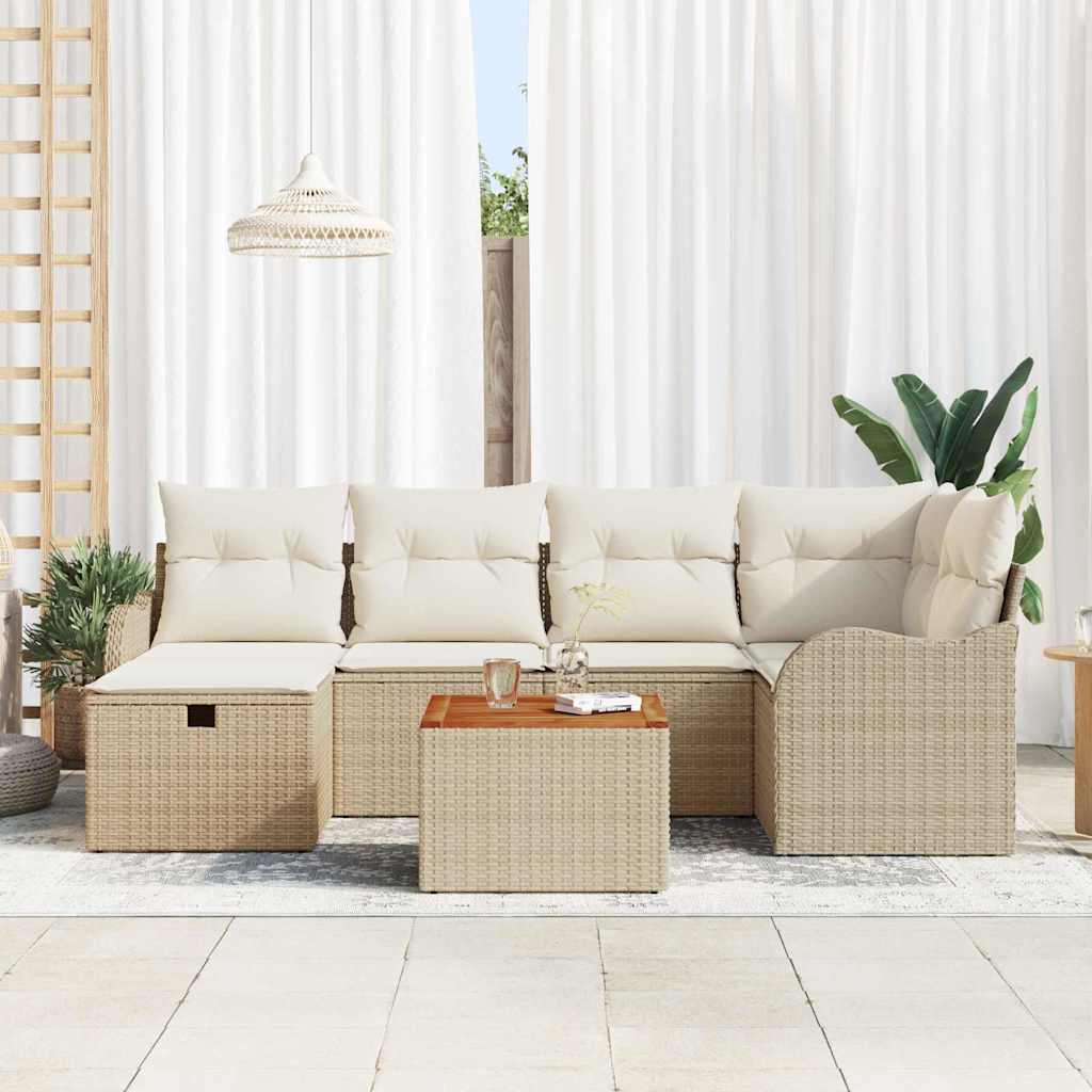 Sjedeća garnitura za vrt 7 kom. Bež poliratan 232,5 x 122,5 x 85 cm
