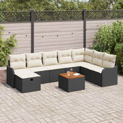 Sjedeća garnitura za vrt 9 kom. Crna poliratan 287.5 x 177.5 x 85 cm