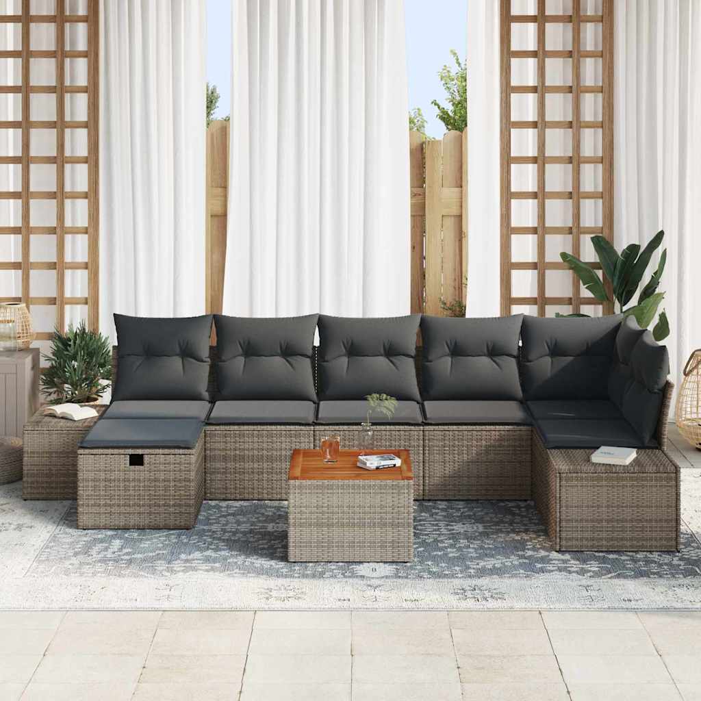 Sjedeća garnitura za vrt 8 kom. Siva poliratan 319 x 154 x 85 cm
