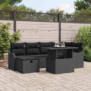 Sjedeća garnitura za vrt 7 kom. Crna poliratan 232,5 x 122,5 x 85 cm
