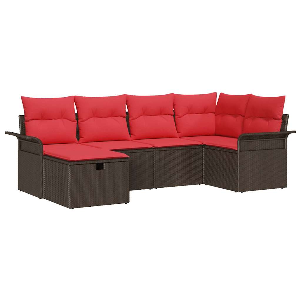 Sjedeća garnitura za vrt 6 kom. Poli ratan Smeđa 242,5 x 132,5 x 85 cm