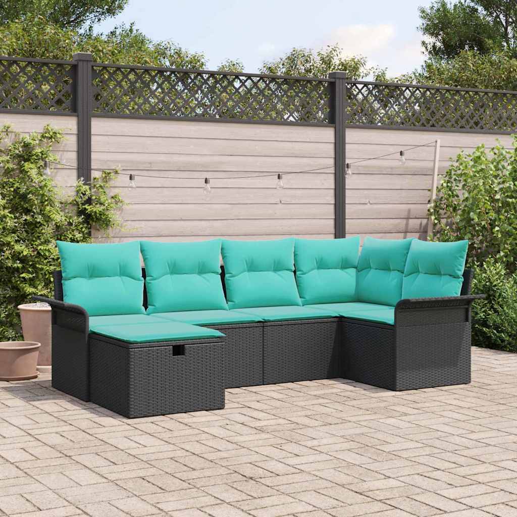 Sjedeća garnitura za vrt 6 kom. Poli ratan Crna 242,5 x 132,5 x 85 cm