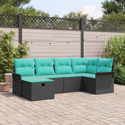 Sjedeća garnitura za vrt 6 kom. Poli ratan Crna 242,5 x 132,5 x 85 cm