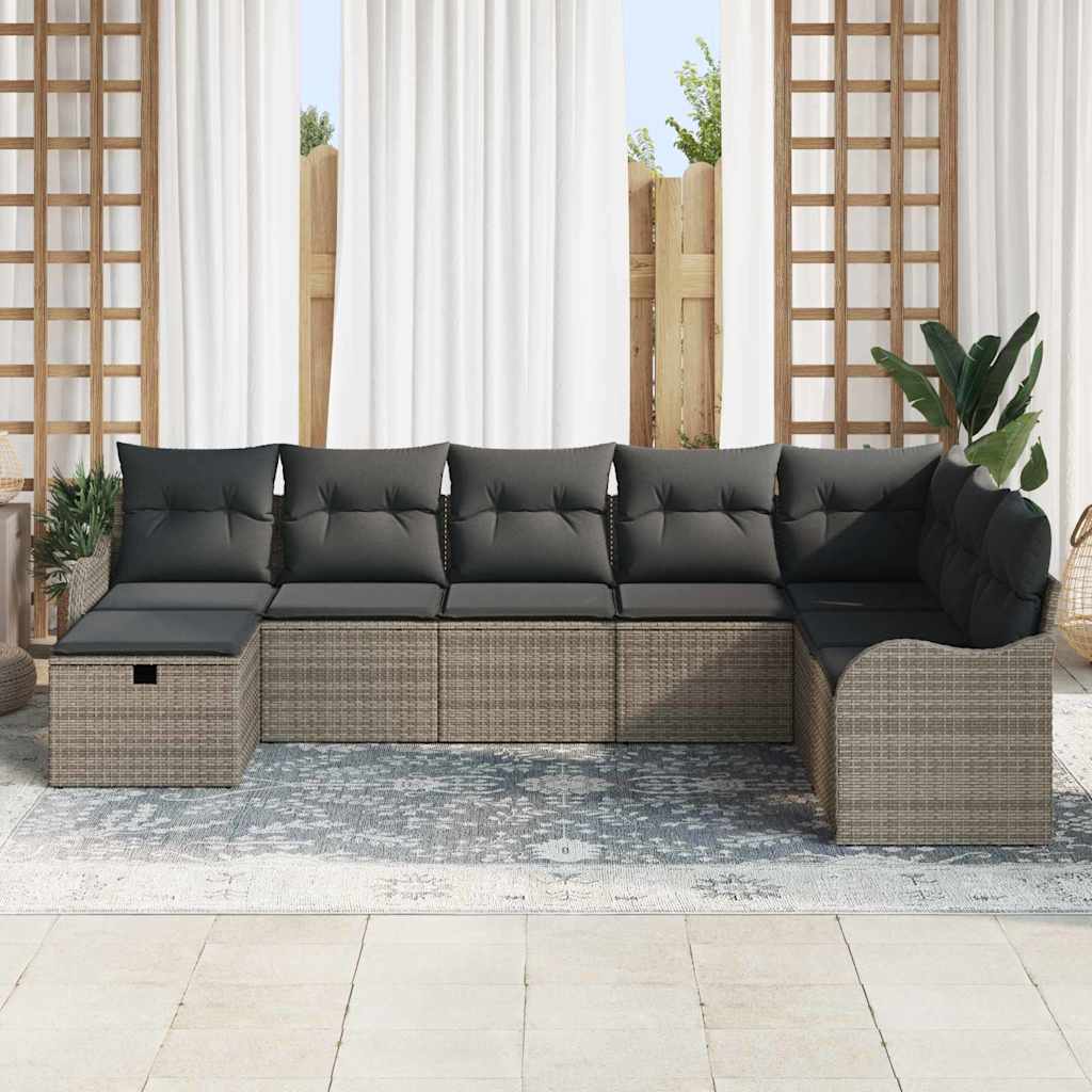 Sjedeća garnitura za vrt 8 kom. Siva poliratan 287,5 x 177,5 x 85 cm
