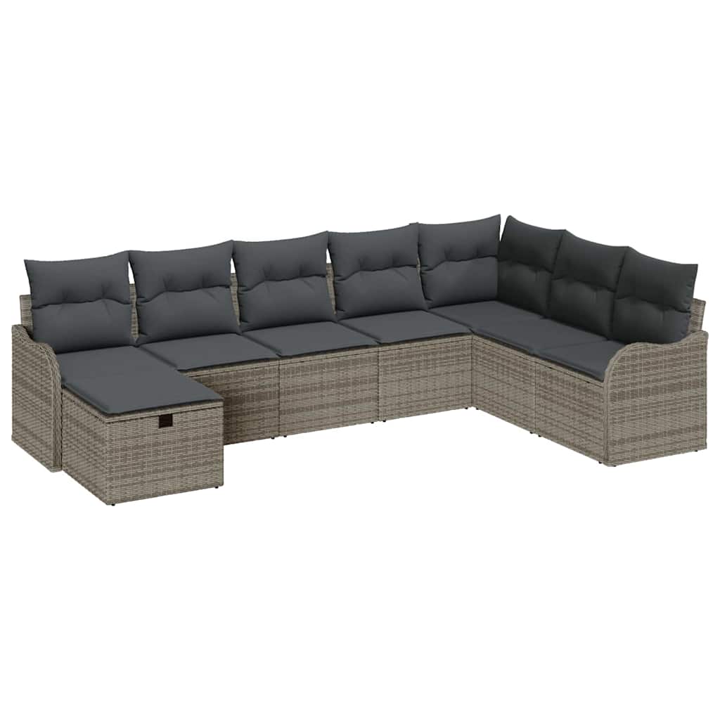 Sjedeća garnitura za vrt 8 kom. Siva poliratan 287,5 x 177,5 x 85 cm
