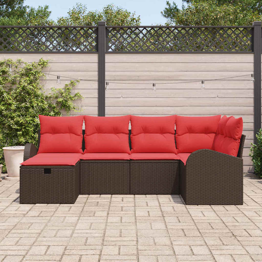Sjedeća garnitura za vrt 6 kom. Smeđa poliratan 234 x 124 x 85 cm