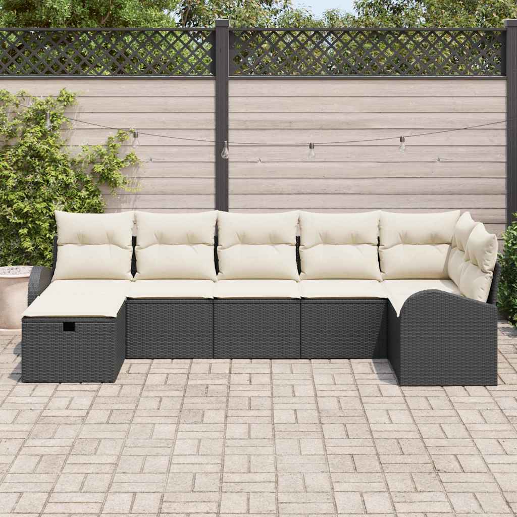 Sjedeća garnitura za vrt 7 kom. Crna poliratan 289 x 124 x 85 cm