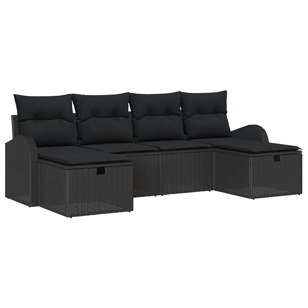 Sjedeća garnitura za vrt 6 kom. Crna poliratan 234 x 117 x 85 cm