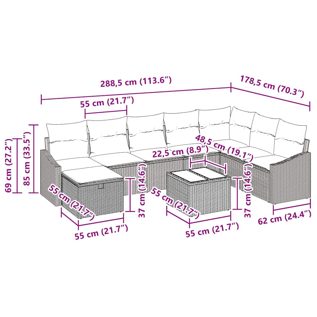 Set sofe s jastukom 9 pcs poliratan