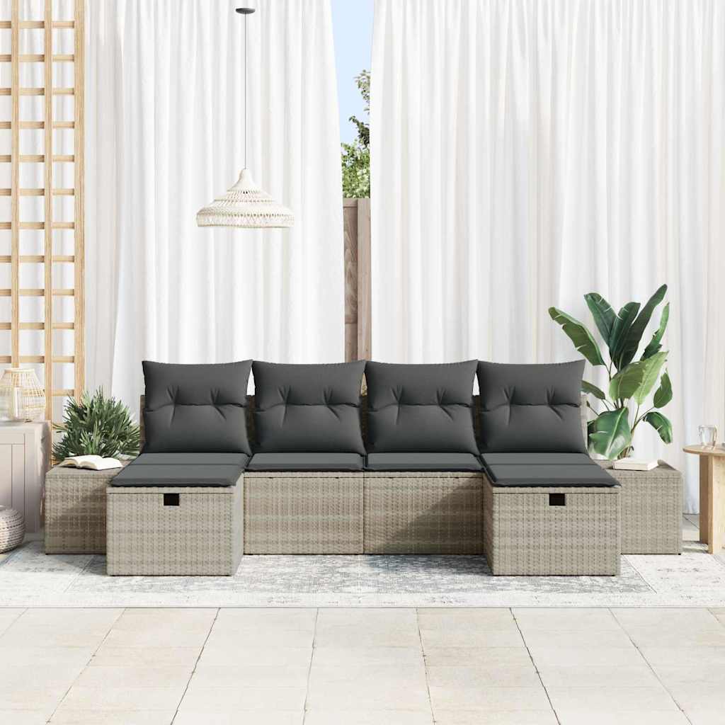 Sjedeća garnitura za vrt 6 kom. Svijetlo siva poliratan Svjetlosiva 55 x 62 x 69 cm