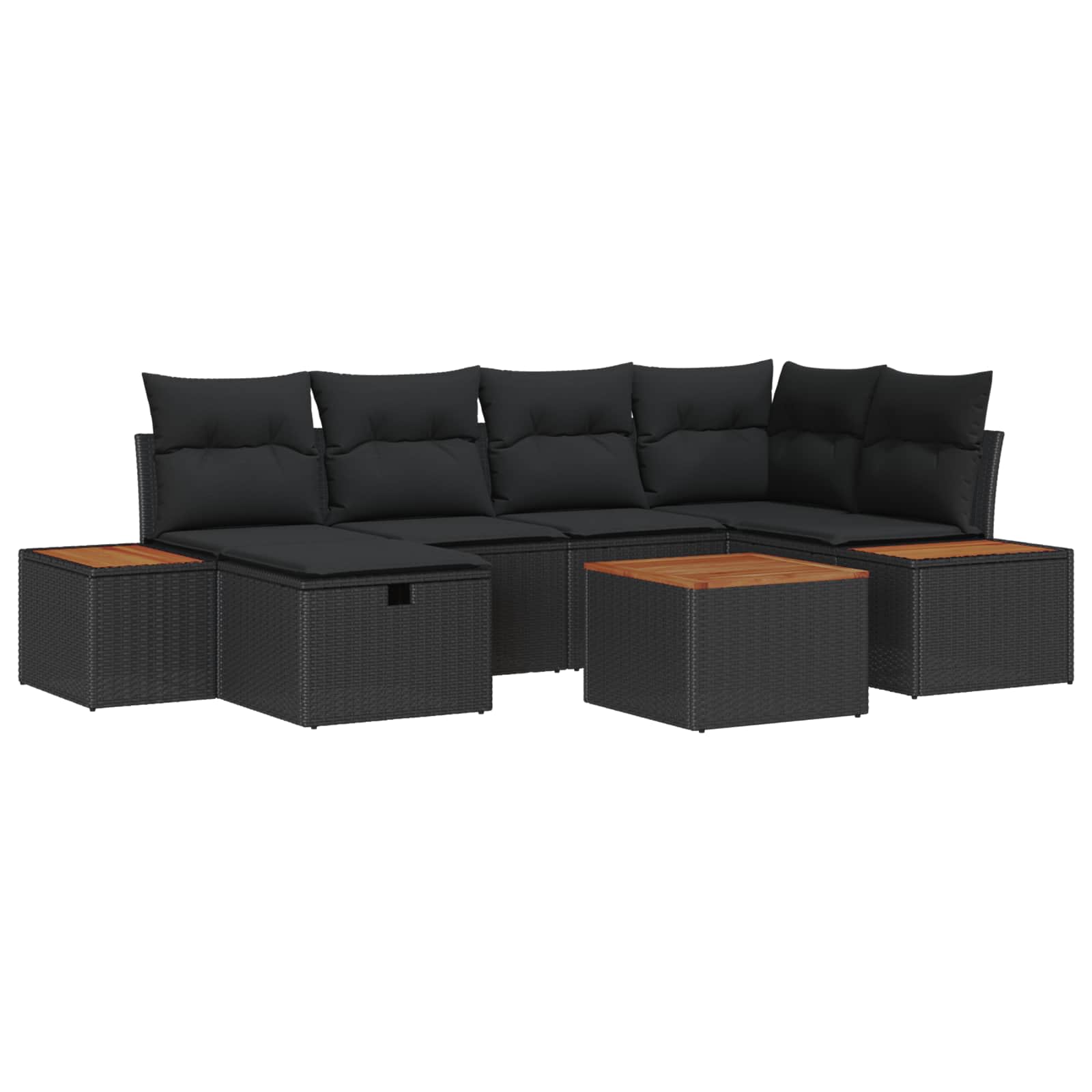 Sjedeća garnitura za vrt 7 pcs Crna 55 x 62 x 69 cm Poli ratan