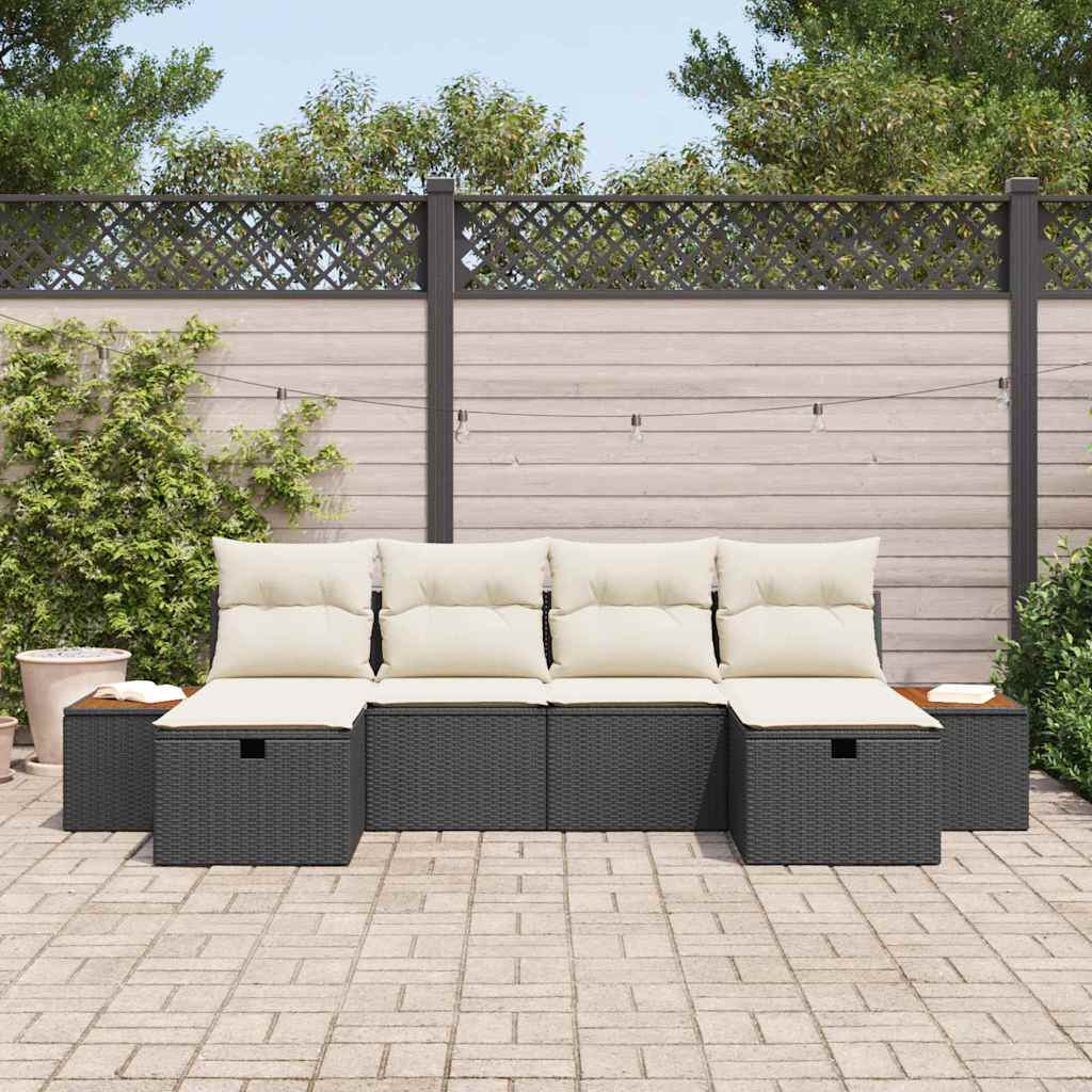 Sjedeća garnitura za vrt 6 pcs Crna 55 x 62 x 69 cm Poli ratan
