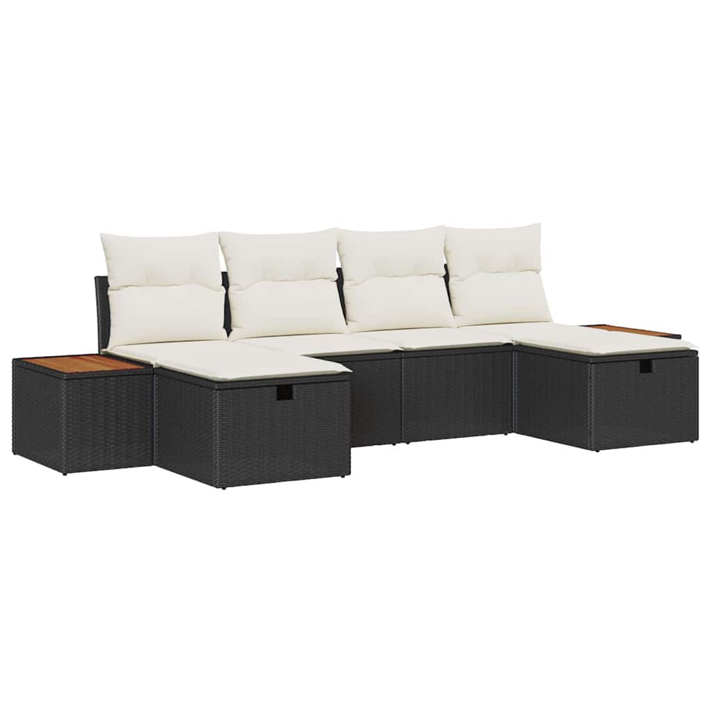 Sjedeća garnitura za vrt 6 pcs Crna 55 x 62 x 69 cm Poli ratan