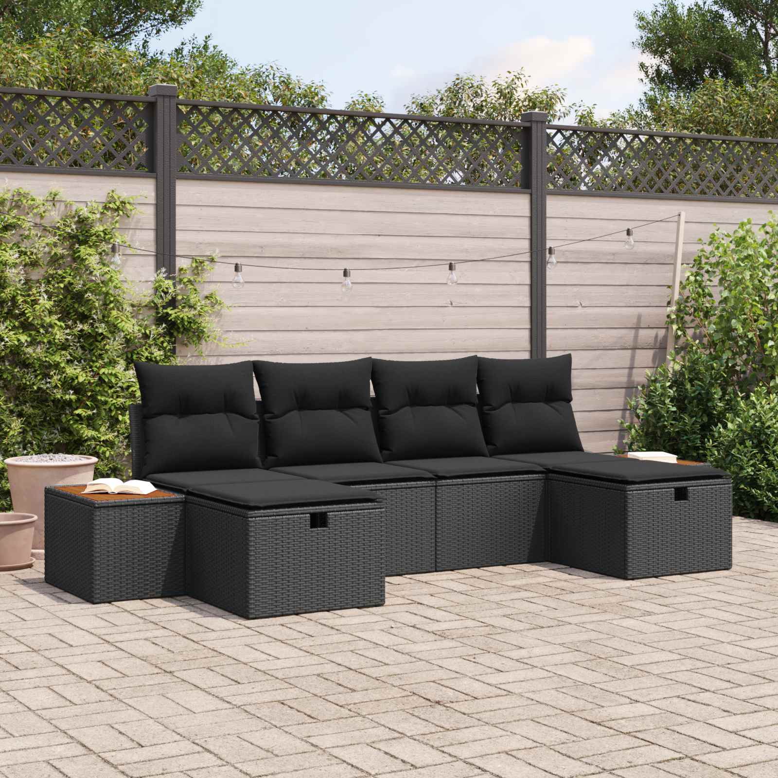 Sjedeća garnitura za vrt 6 pcs Crna 55 x 62 x 69 cm Poli ratan