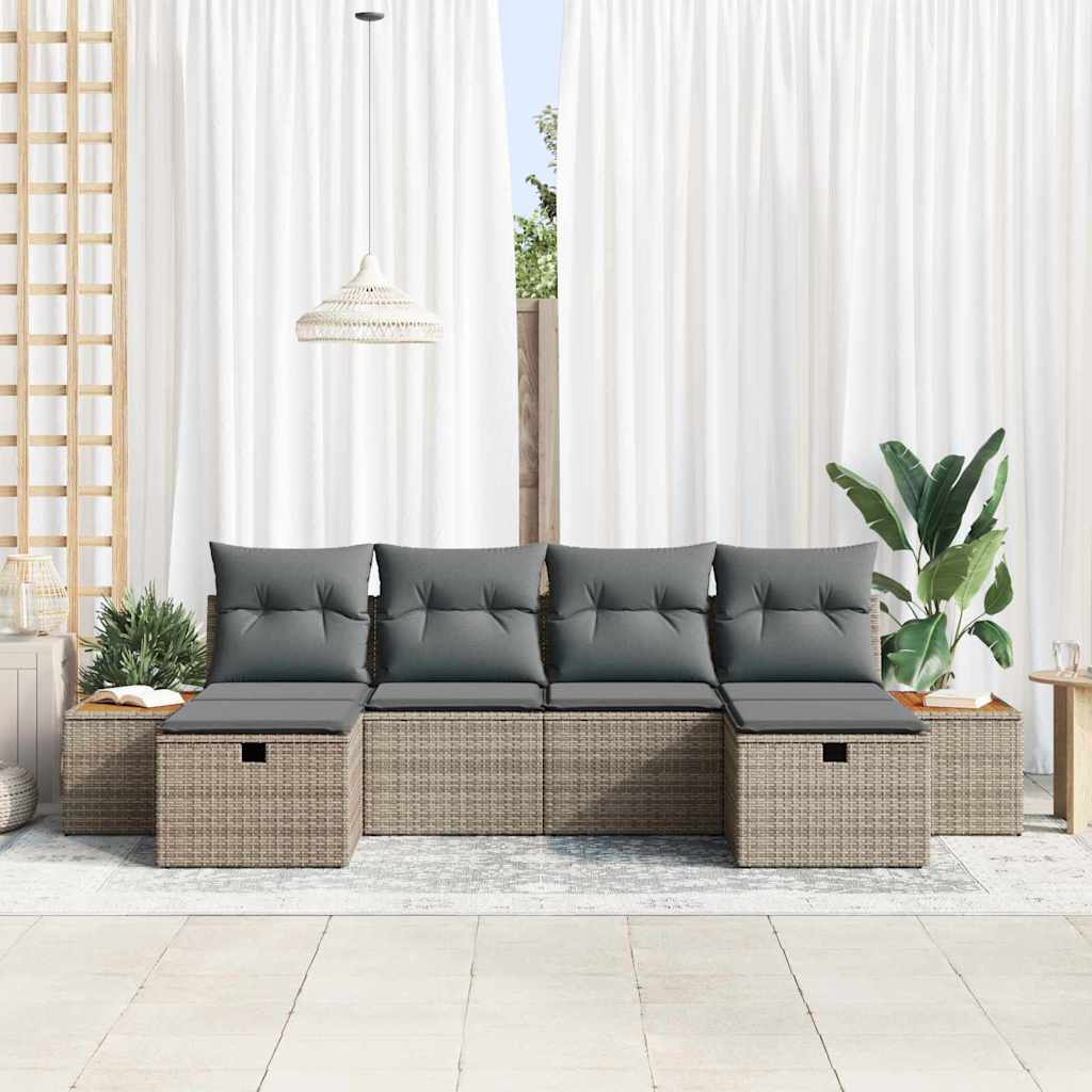 Sjedeća garnitura za vrt 6 kom. Siva poliratan 55 x 62 x 69 cm