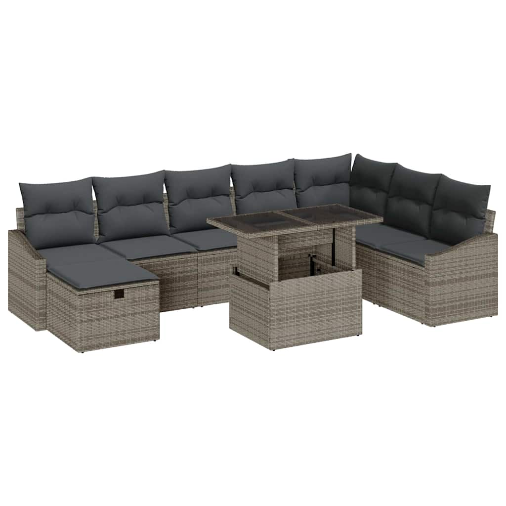Sjedeća garnitura za vrt 9 pcs Siva poliratan