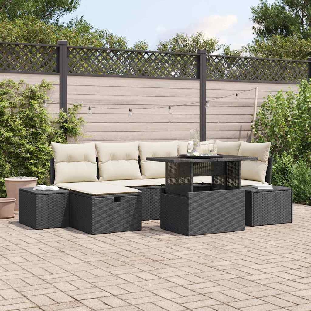 Sjedeća garnitura za vrt 7 pcs Crna poliratan