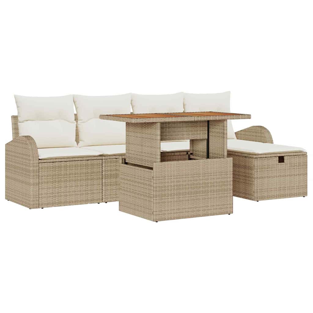 Sjedeća garnitura za vrt 6 pcs Bež poliratan